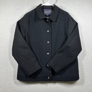 Vintage Pendleton Jacket Womans 16 Black Navy Coat Wool Business Career Office